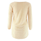CWOSWL0659_Casual Long Sleeve Crew neck Pullover Sweater: Yellow / (S) 1
