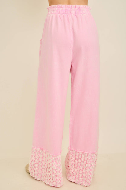 Mineral Washed Flower Daisy Long Leg Pants HP6016P1