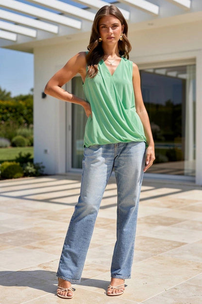 Surplice Neckline Sleeveless Top
