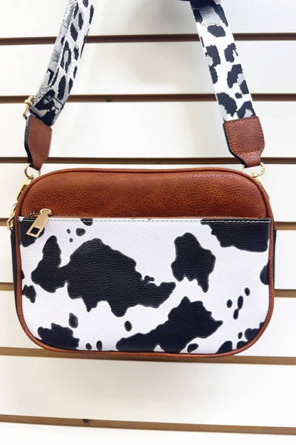 COW PRINT HANDBAG WIHT COIN PURSE