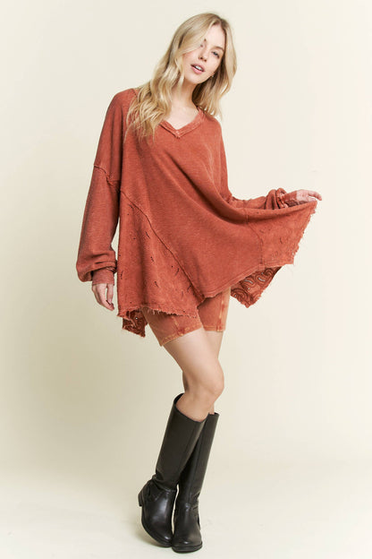 BEST Mineral Washed Western Boho Paisley Top HT5559