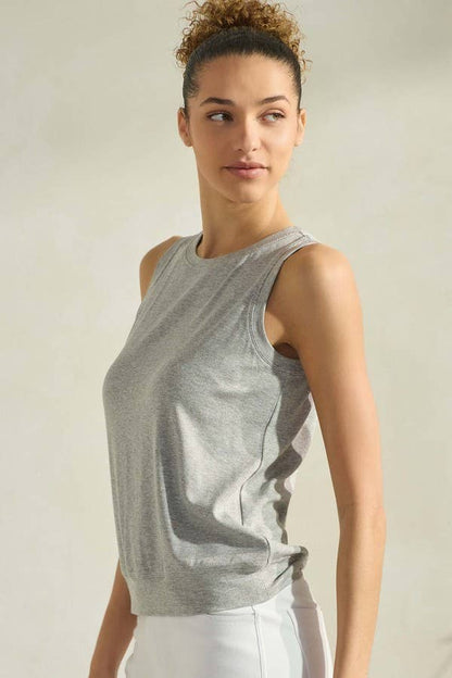 Women's Ribbed Viscose Crew Neck Loose Fit Tank