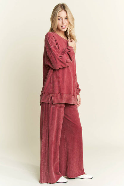 Mineral Wash Knit Sweater detail Terry sweatshirt HT6072