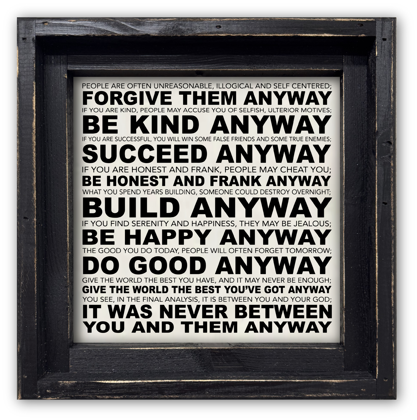 FRAMED CANVAS DO IT ANYWAY POEM BY MOTHER THERESA