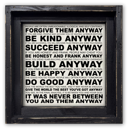 FRAMED CANVAS DO IT ANYWAY POEM BY MOTHER THERESA