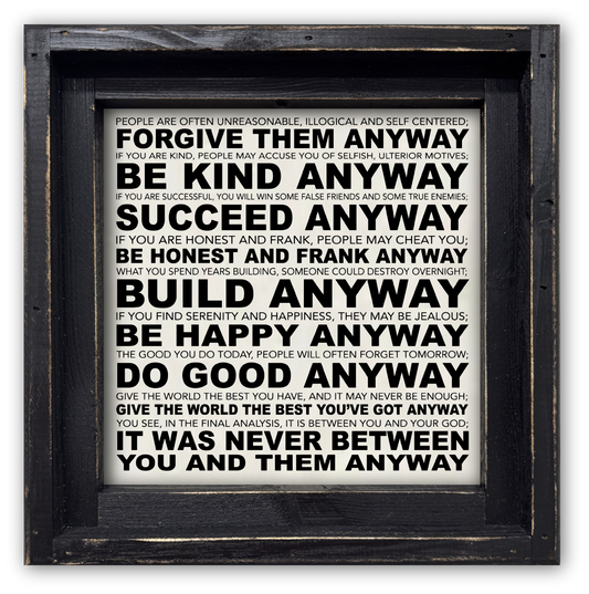 FRAMED CANVAS DO IT ANYWAY POEM BY MOTHER THERESA