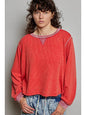 POL Vintage Washed Cut & Sew Sweater Knit Top