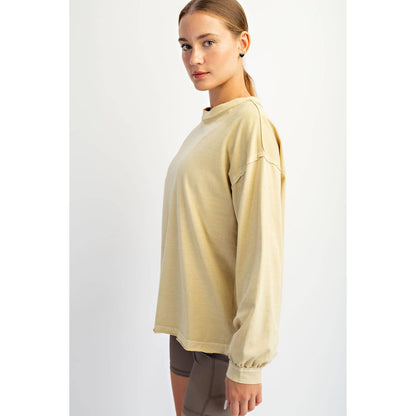Rae Mode Pigment Washed Long Sleeve Cotton Top T0093