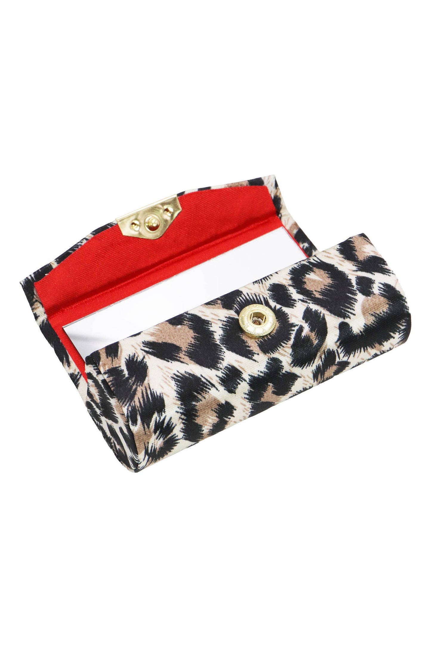 Exotic Leopard Print Satin Lipstick Case W/ Mirror