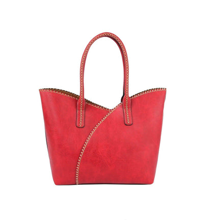 COL001-2 2-in-1 Stitch Trim Detail Shoulder/Tote Set Bag