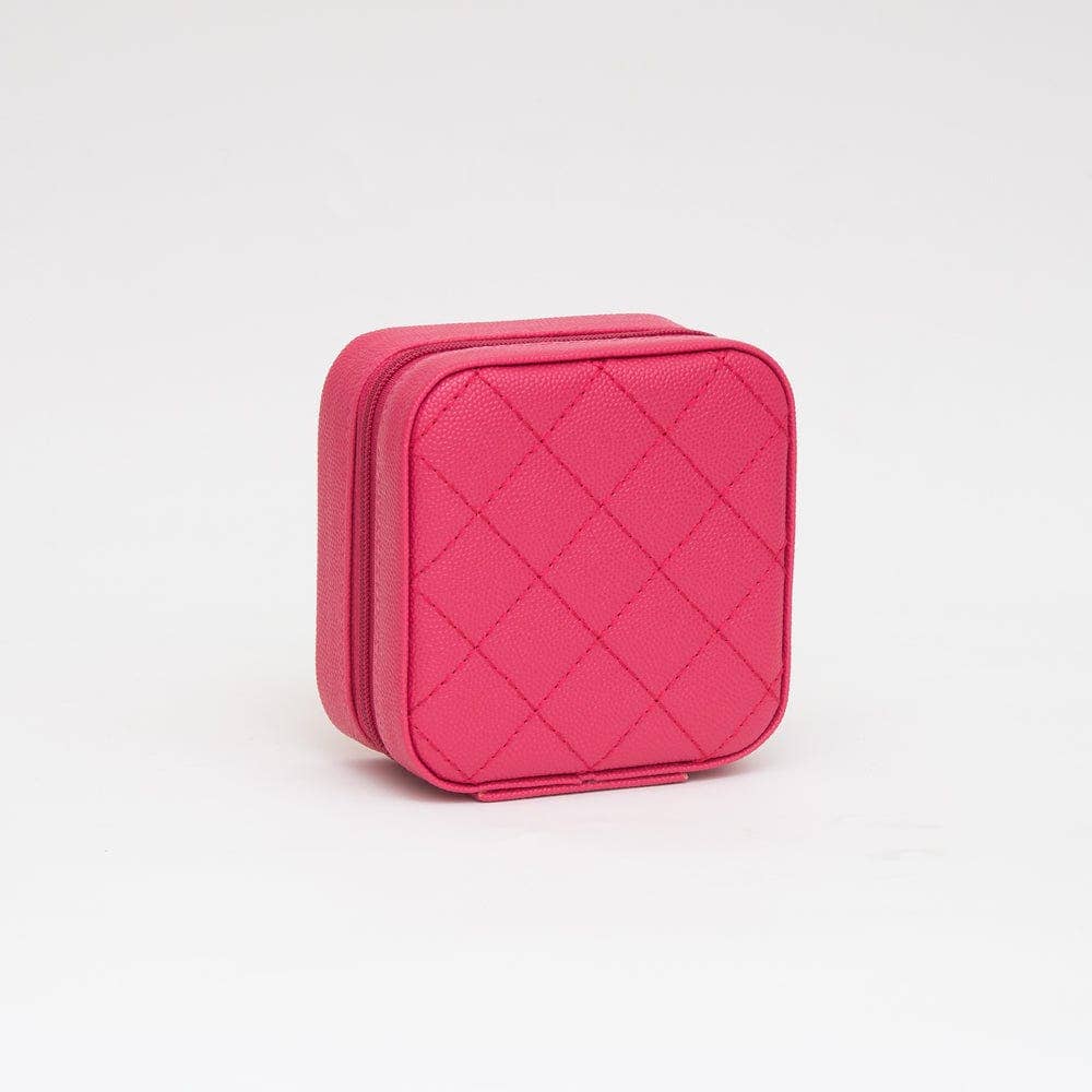 TG10707 Quilted Zip Around Square Jewelry Box