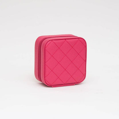 TG10707 Quilted Zip Around Square Jewelry Box