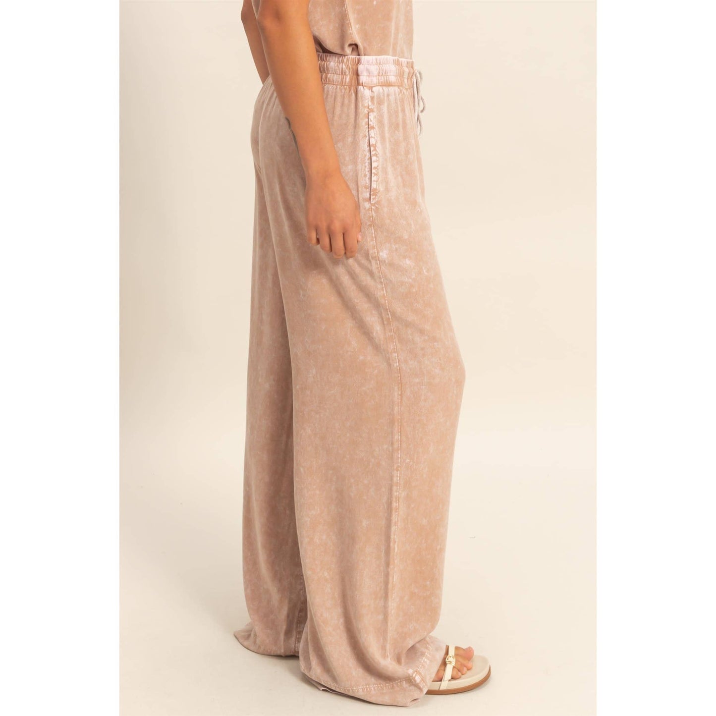 Hyfve DZ26A651 Mineral Washed Wide Leg Pants
