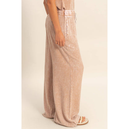 Hyfve DZ26A651 Mineral Washed Wide Leg Pants