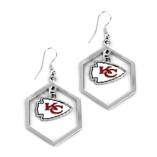 NFL Kansas City Chiefs Hexagon Cutout Earrings