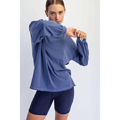 Rae Mode Pigment Washed Long Sleeve Cotton Top T0093