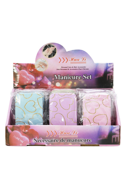 Bling Hearts Vegan Leather 7-pcs Nailcare Kit