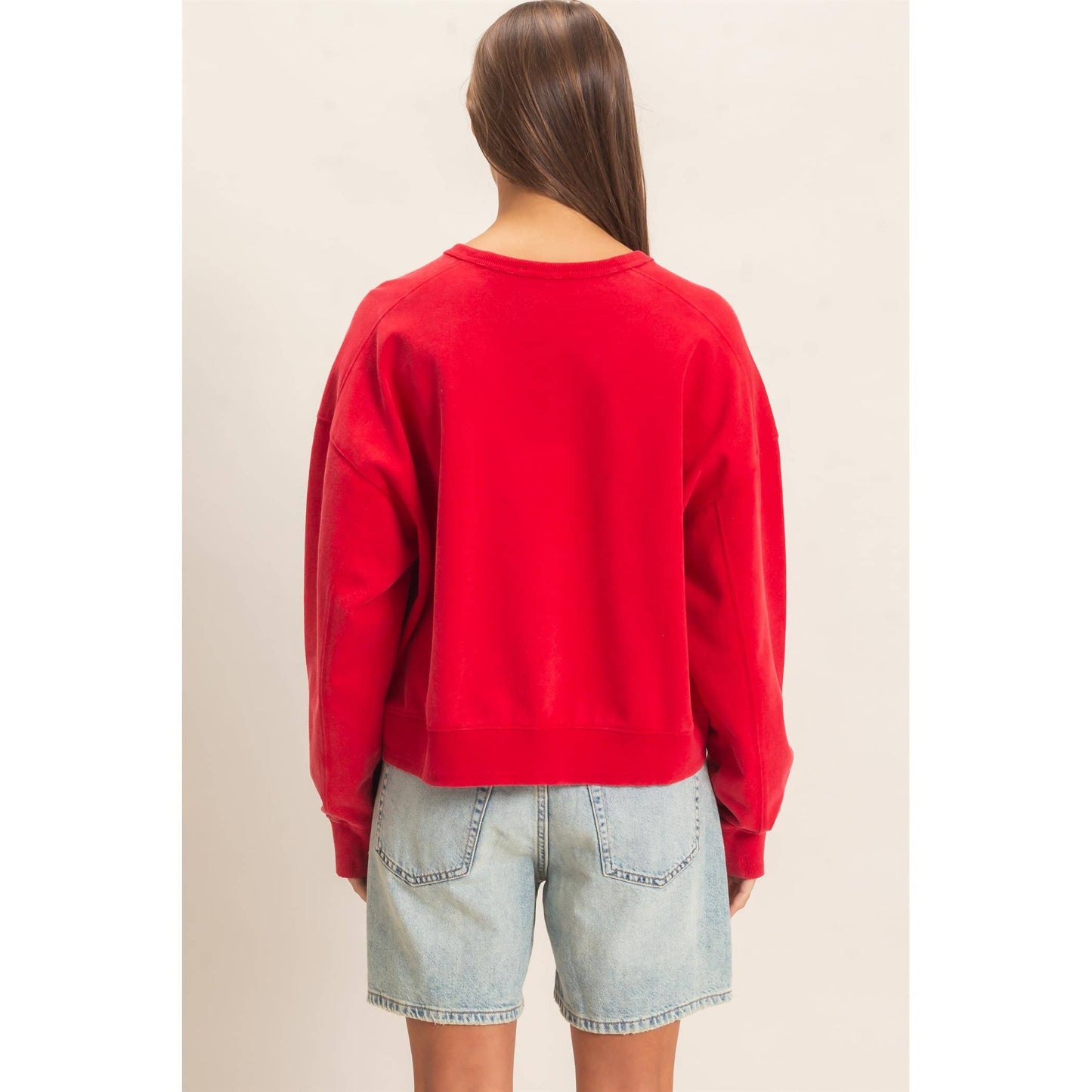 Acid Wash Seam Detail Crew Neck Sweatshirt DZ26A655
