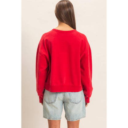Acid Wash Seam Detail Crew Neck Sweatshirt DZ26A655