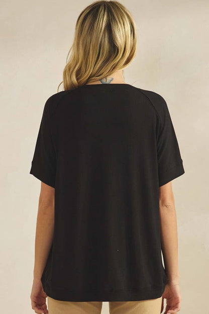 Yelete Ribbed Relaxed Fit Crew Neck Top Shirt