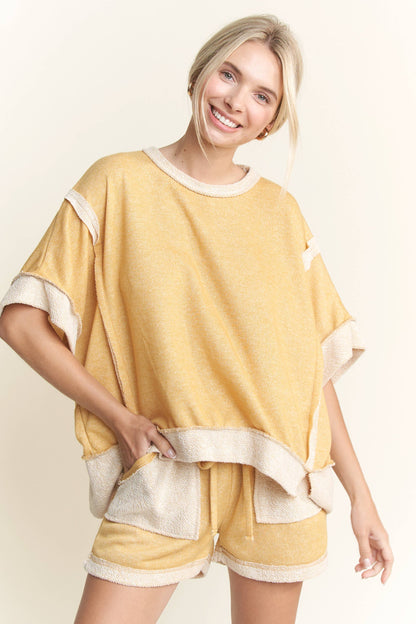Oversize Reverse Contrast Banded Top HT4028