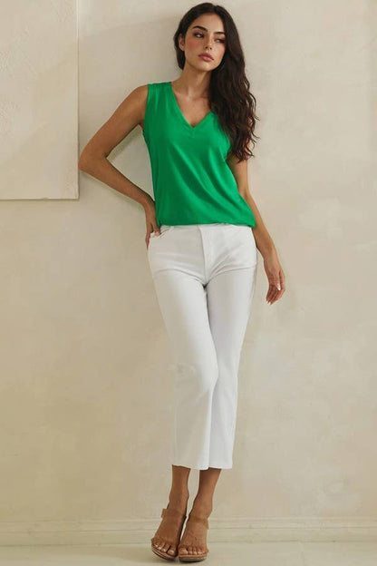 LuxeAir Ribbed Relaxed V-Neck Tank Top
