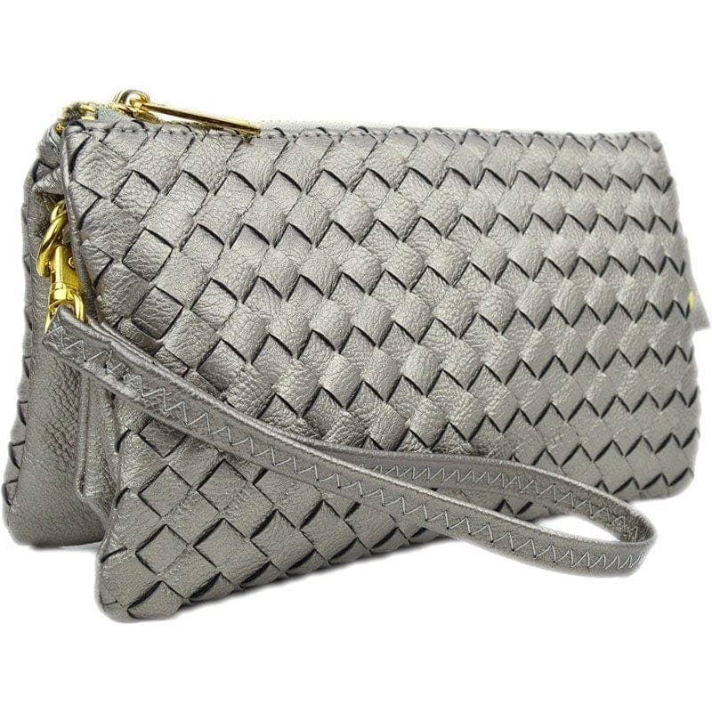7050 Kathy Woven Three Compartment Clutch/Crossbody Bag