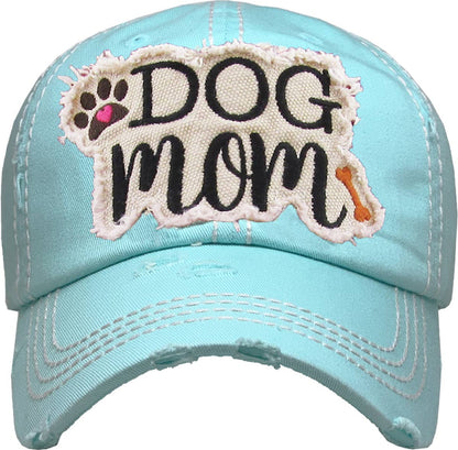 DOG MOM WASHED VINTAGE BALLCAP: BLK