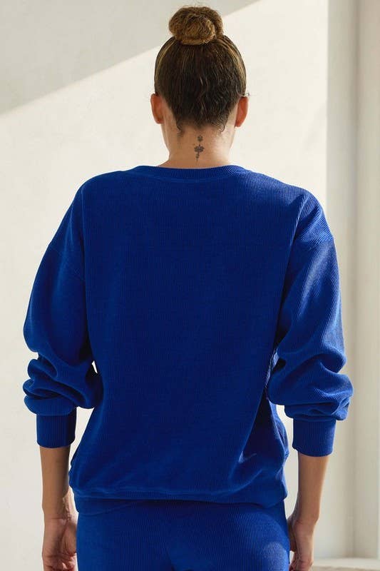 Yelete Relaxed Fit Corduroy Rib Knit Top TP2403