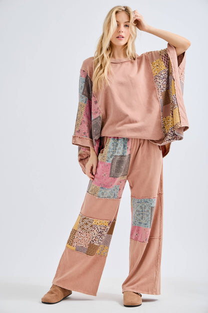 Mineral Washed Boho Block Patch pants HP6579