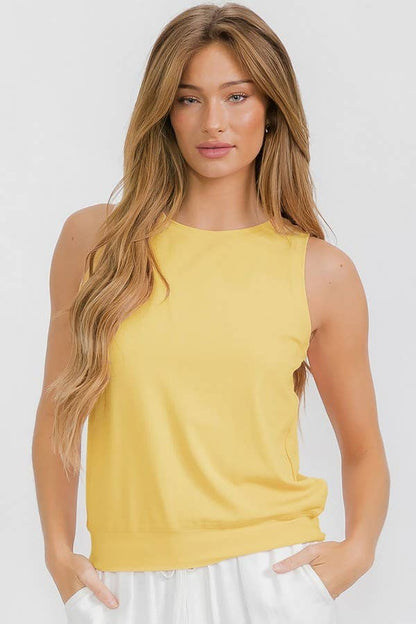 Women's Ribbed Viscose Crew Neck Loose Fit Tank
