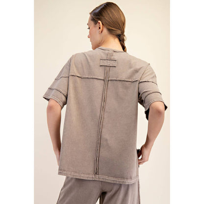 Rae Mode Mineral Washed Short Sleeve Top T Shirt T9984