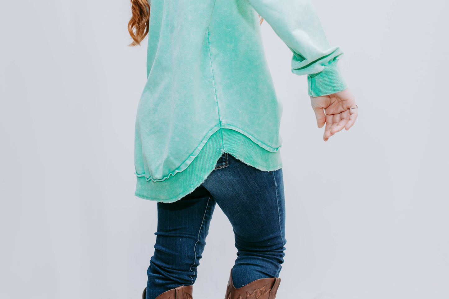 MK159 Acid Washed Sweatshirt - Turquiose