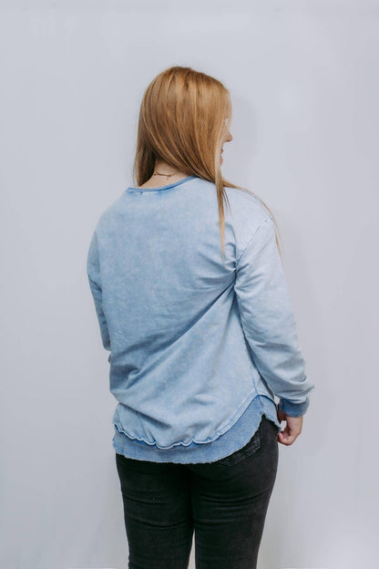 MK159 Acid Washed Sweatshirt - Blue