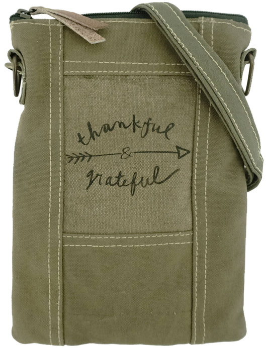 Thankful Grateful Recycled Tent Crossbody