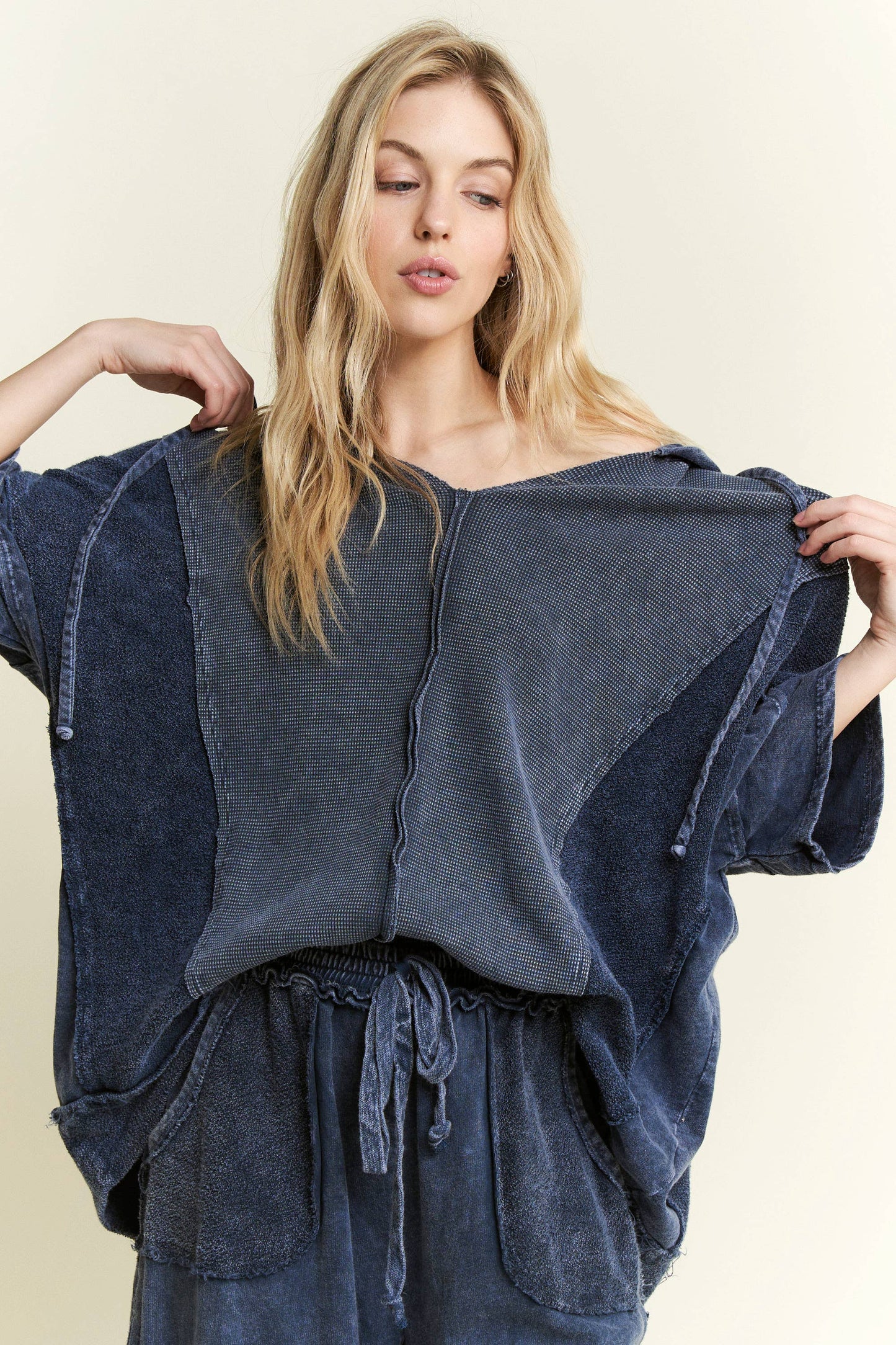 Mineral Wash Waffle Thermal Terry top HT5641