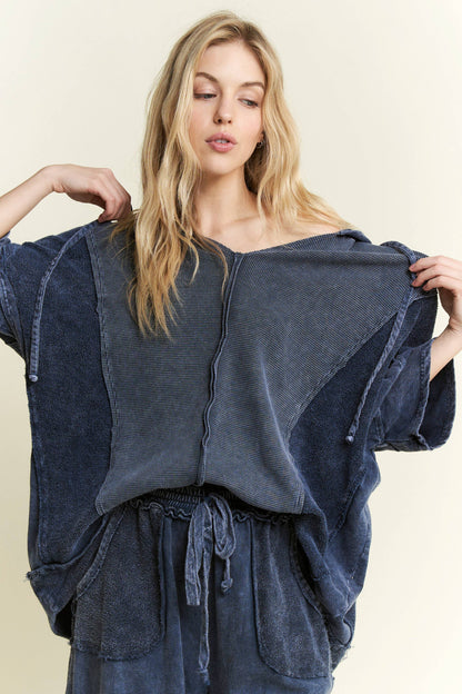 Mineral Wash Waffle Thermal Terry top HT5641