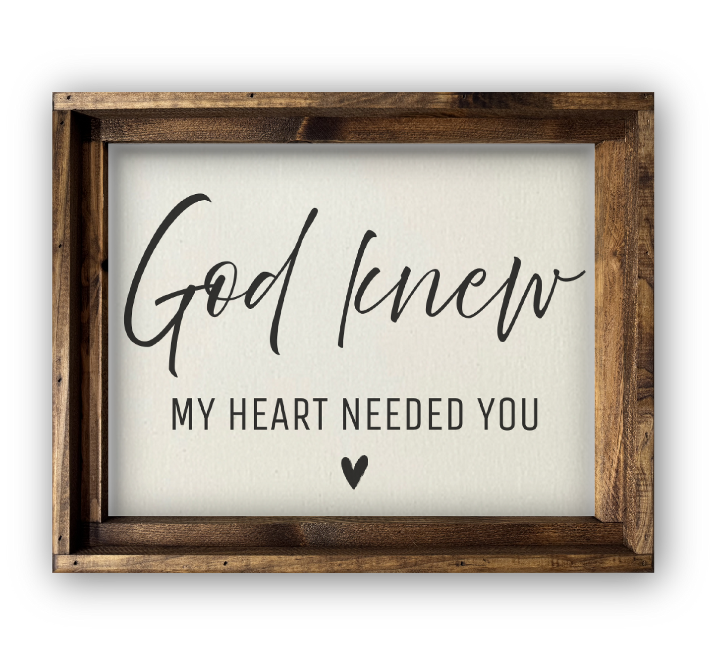 FRAMED CANVAS GOD KNEW MY HEART NEEDED YOU Sign