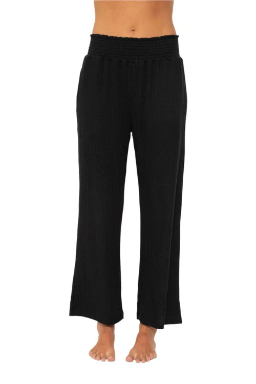 Smocked Waistband Ribbed Wide Leg Pants – Mono B