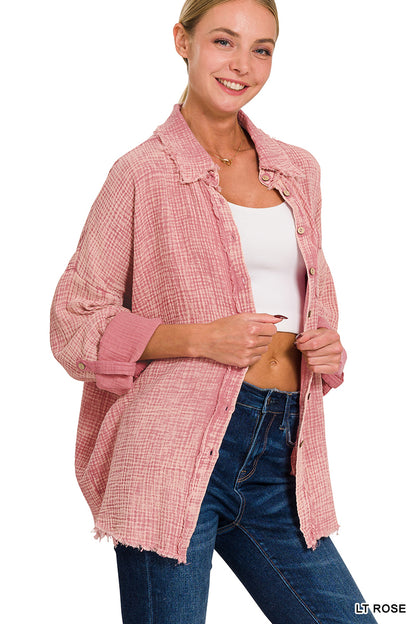 Washed Double Gauze Button-Down Shirt