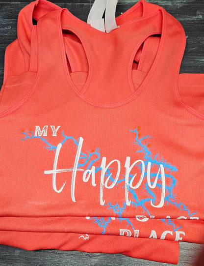 Happy Place Lake of the Ozarks Ribbed Racerback Tank Top
