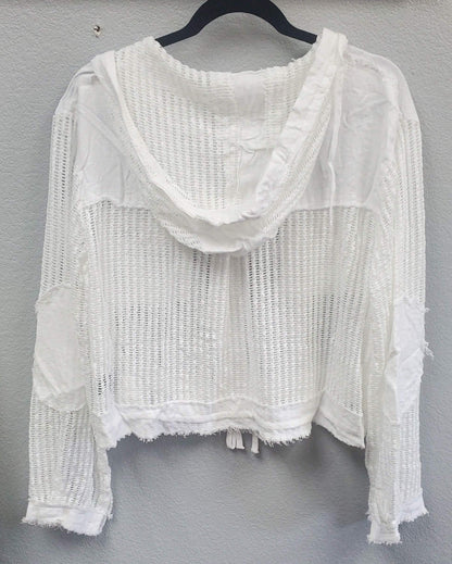 POL See Through Button Down Hoodie Top - Gorgeous