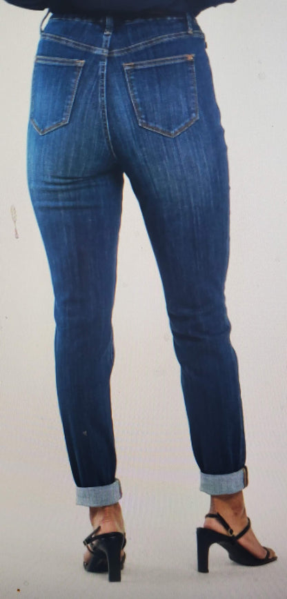 High Waist Pull On Double Cuff Slim Jeggings Judy Blue Jeans