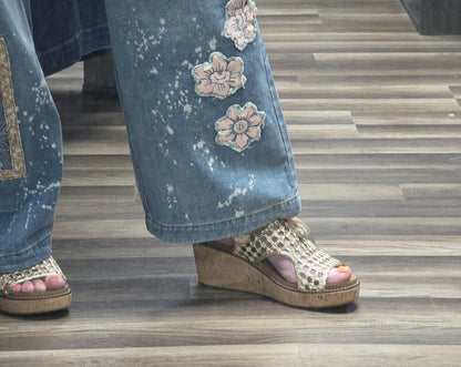Oli & Hali Washed Block Patched Denim Pants Jeans