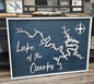 Framed 35x49 Lake of the Ozarks Lake Map on Plank
