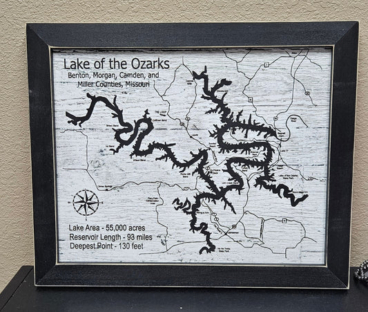 Lake Of the Ozarks Distressed Map Sign