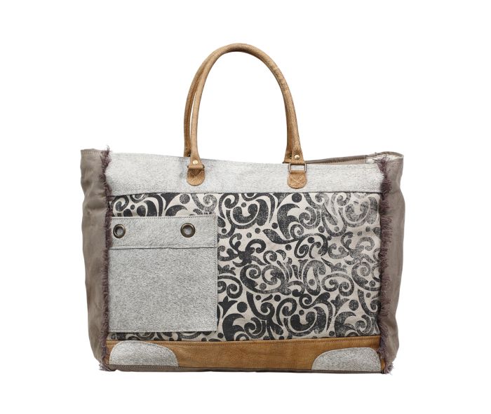 Hide & Floral Print Weekender Bag Myra