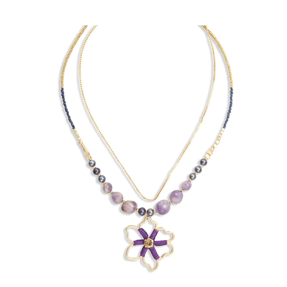 Amethyst Blooming Pendant Necklace Myra