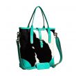 Pecos Pointe Canvas & Hairon Bag in Turquoise purse Myra