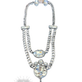 Rhinestone charmed double chain necklace 806